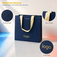 Sacs cadeaux en papier bleu marine brillant avec poignées en ruban pour jouets d'enfants et cadeaux ludiques