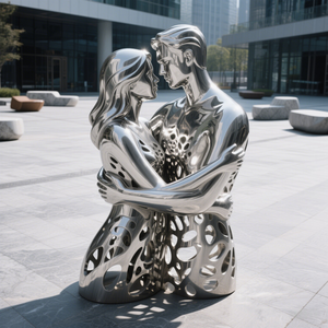 Su misura su larga scala in acciaio inossidabile sculture di amanti del paesaggio urbano moderno <span class=keywords><strong>segni</strong></span> di giardino in acciaio inox coppie statue - Product Image 4