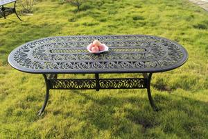 Table à manger ovale en aluminium coulé de haute qualité avec motif papillon, prix de gros pour patio extérieur, jardin, <span class=keywords><strong>caf</strong></span>é - Product Image 3