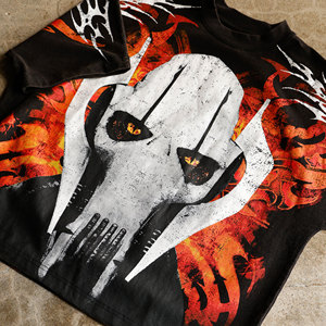 T-shirts unisexes personnalisés en coton épais, style streetwear, illustration de <span class=keywords><strong>masque</strong></span> flamme rouge, Y2K, coupe ample, impression DTG pour hommes - Product Image 4