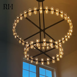 Lustre rond en verre et laiton RHMAKER, style Arcachon, LED, réglable, aux normes mondiales, pour la maison et l'ameublement, modèle nord-américain - Product Image 6