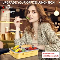 Boîtes à lunch en acier inoxydable Préparation des repas 3 compartiments Boîte à lunch en métal Boîtes à lunch bento pour adultes Étanches Assiettes pour enfants en bas âge