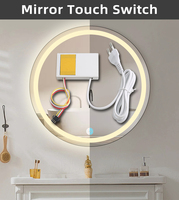 Miroir de maquillage LED intelligent Shinechip 12V 1A 12W avec interrupteur tactile capacitif à intensité variable, driver LED intégré, monochrome, IP22, ABS