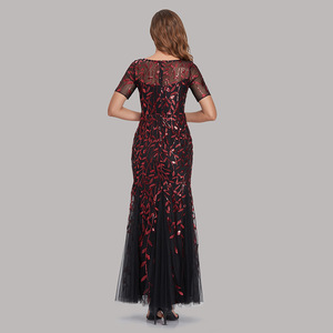 Bellissimo Top a maniche corte See Through Style Lady Evening Dinner Party Dress abito <span class=keywords><strong>da</strong></span> <span class=keywords><strong>sera</strong></span> lungo <span class=keywords><strong>da</strong></span> donna - Product Image 6