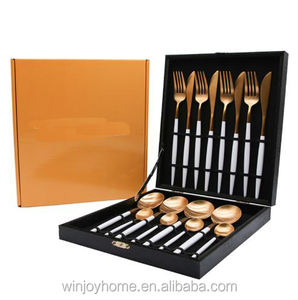 Cubiertos DE BODA vintage chapados en oro rosa de 5 piezas, juego de cubiertos Cutipol blanco y dorado cepillado Goa - Product Image 5