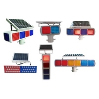 Feux de signalisation à LED solaires à double face, clignotants, rouge et bleu, en plastique, étanches IP65, visibilité 1000 m, sécurité routière