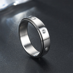 Or cristal soulagement de l'anxiété filature Couple anneaux pour les amoureux rotatif en acier inoxydable Fidget <span class=keywords><strong>Spinner</strong></span> anneau bijoux cadeaux - Product Image 4