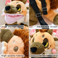 Sac à dos en peluche loup réaliste et tendance pour enfants, sac d'école personnalisable en forme de dessin animé
