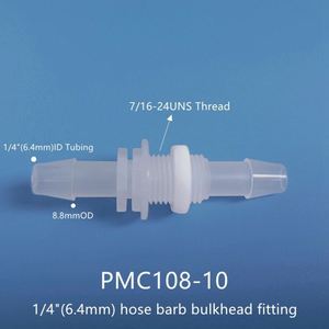 Conector de montaje en panel de codo de tubo suave PP Natural a accesorio de púas de mamparo de plástico de 6,4mm y 8mm - Product Image 4