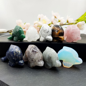 Figura de Piedra Natural, Estatua de Animal de Cristal, Artesanía Tallada, Amatista, Cuarzo Rosa, Ojo de Tigre, Delfín, Escultura, Regalo, Decoración para el Hogar, Feng Shui - Product Image 2