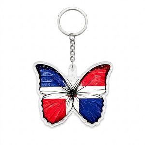 Llavero al por mayor con la bandera de República Dominicana, dije de mariposa DR, recuerdo del <span class=keywords><strong>Caribe</strong></span>, a granel - Product Image 2