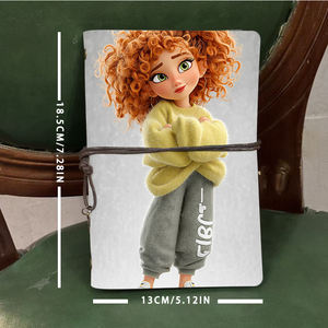 Fait à la main A6 Journal Cadeau Prêt Idéal pour Fantasy Writers <span class=keywords><strong>Sketchers</strong></span> avec avec <span class=keywords><strong>fille</strong></span> aux cheveux bouclés en tenue décontractée Imprimé sur le - Product Image 4