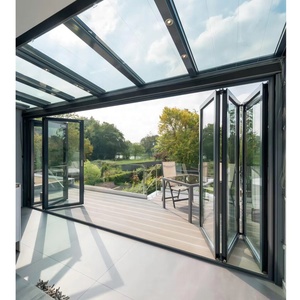 Systèmes de portes pliantes extérieures bon marché Accordéon en aluminium Prix pliable Portes pliantes patio en verre et aluminium pour magasin - Product Image 4