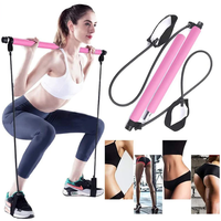 Bâton de Yoga Portable Multifonctionnel à la Maison avec Kit de Barre de Pilates de Résistance-Construction en Acier et ABS EVA & TPE Grip