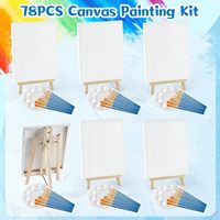 Matériel de peinture, ensemble de 78 pièces avec chevalets de 16 pouces + toiles de 11 x 14 pouces pour la peinture en groupe, kits de peinture pour couples, kits de peinture pour adultes, étudiants