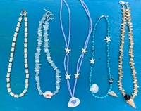 Collier de perles de Bohème d'été Pierre précieuse Turquoise Aigue-Marine Étoile de mer Pendentif Cristal Charm Cauris Bijoux de coquillage de mer