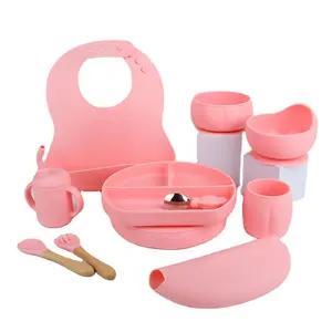 Prodotto più venduto per bambini che pranza per bambini stoviglie piatto soffiaggio bavaglino in Silicone per l'alimentazione del bambino Set per i più piccoli