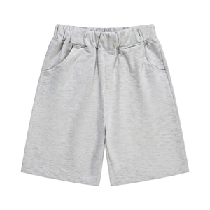 Shorts décontractés blancs pour garçons, tricotés, infroissables, taille mi-haute élastique, en coton respirant, avec poches latérales, pour l'école en été - Product Image 1
