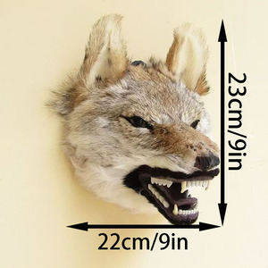 Cabeza de <span class=keywords><strong>lobo</strong></span> realista de tamaño natural, decoración de pared, trofeo de animal con piel para decoración de <span class=keywords><strong>la</strong></span> cabaña <span class=keywords><strong>del</strong></span> hombre, accesorios de películas de terror, regalos de caza - Product Image 2