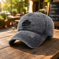 Casquette de baseball personnalisée en sergé 100 % coton, effet vieilli, non structurée, profil bas, 6 panneaux, visière incurvée, style sportif
