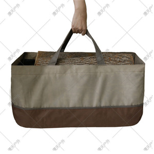 Khaki Coffee Logging Bag 600D Oxford Cloth Waterproof Firewood Transport Tool Bag Outdoor Use - Product Image 3