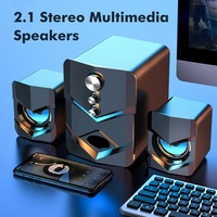 Altavoz para Computadora SADA D-222 con Subwoofer, Altavoces Multimedia Estéreo 2.1 con Alimentación USB, Luz LED, Entrada de Audio de 3.5 mm