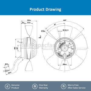 Ventilateur axial pour armoire de convertisseur de fréquence industriel, électrique 230VAC 2740RPM 50W 0.24A, avec roulement à billes 200mm, pour A2E200-AF02-01 - Product Image 4