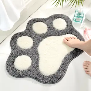 Latest Design Novelty Ultra-Absorbent Bath Rug Shaggy Irregular Shape Bathroom Mats Novelty Flocking For Bathrooms