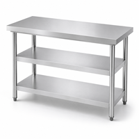 Table de préparation industrielle en acier inoxydable 304/201, robuste, de qualité alimentaire, à 3 niveaux, pour cuisine commerciale, vente en gros