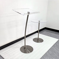 Pupitre de présentation en acrylique transparent avec finition métallique, pupitre pour discours, personnalisable