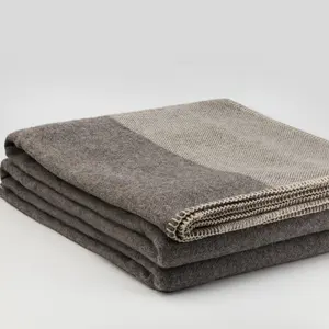 Melange cinza australiano lã cobertor listrado luz cinza ovelha lã cobertor super tamanho grosso inverno tecido cobertor