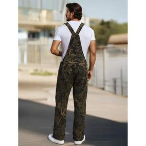 2025 hommes coupe ample Camouflage Denim salopettes et combinaisons fermeture éclair bavoir combinaisons travail Jean avec fermeture éclair - Product Image 3