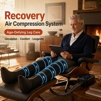 Bottes de compression d'air séquentielles à 8 chambres avec contrôle de zone indépendant D1-D8, panneau numérique intelligent, masseur de récupération pour toute la jambe