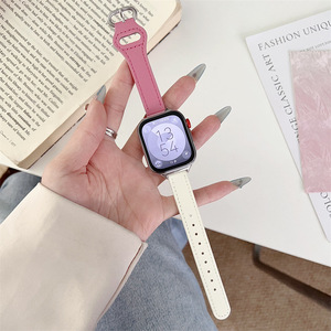 Bracelet de montre en cuir color block avec boucle <span class=keywords><strong>ronde</strong></span>, élégant et fin, compatible avec les montres connectées, style mode féminin - Product Image 3