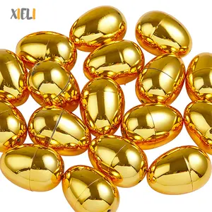 XIELI Shiny Golden Metallic Easter Eggs Easter Theme Party Favor Plastic Golden Eggs