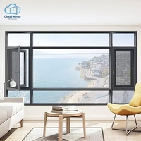 Fenêtre à battant en aluminium à double vitrage, résistante au vent et à l'insonorisation, pour appartement moderne et espace de cuisine