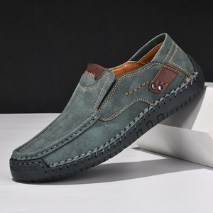 Mocassins pour hommes en cuir de vachette cousus main, style <span class=keywords><strong>vintage</strong></span> patchwork, chaussures décontractées pour la marche quotidienne et le travail, toutes saisons - Product Image 1