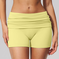 Shorts de yoga taille haute pour femmes avec poches, légers, écologiques, en Spandex/Nylon, à compression, avec cordon de serrage, couleur unie, séchage rapide