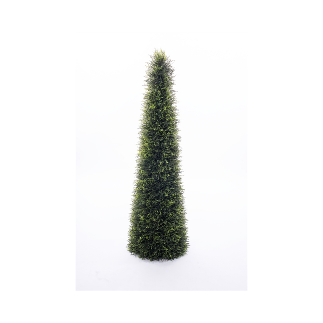 Treesmas Plastic Metal Artificial Green Cone Topiary Tree 1.3 Meter Tall Customizable Design Indoor Outdoor Simulated Foliage