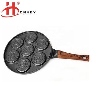 เครื่องทำวาฟเฟิลแพนเค้ก,กระทะทอดแพนเค้กหน้ายิ้มขนาดเล็กมี7รู26ซม. - Product Image 5