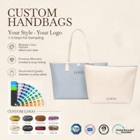 Sac fourre-tout en cuir PU lisse bleu poussière et blanc crème avec fermeture éclair, élégant et chic pour femme, personnalisable OEM