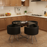 Großhandel Hochwertige Runde Esszimmer-Sets 1 Tisch 4 Stühle Viersitzer Wohn-Esszimmer Moderne Kleine Esszimmer-Sets