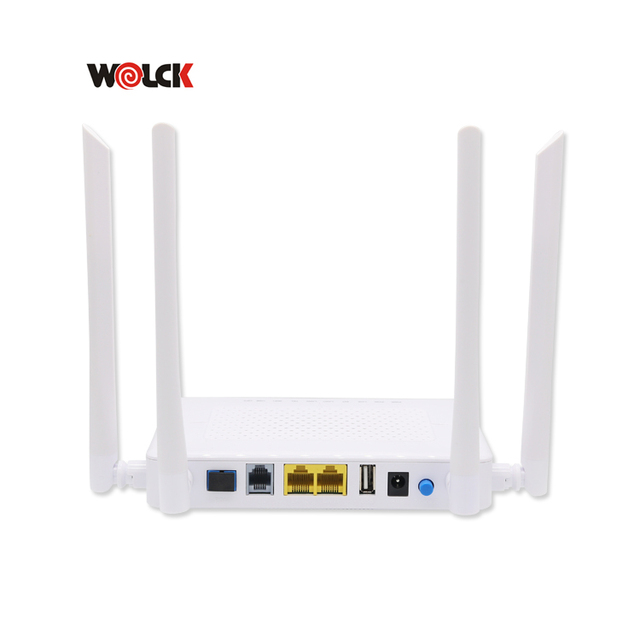 Optical Network Terminal with 4 Antennas Fiber Optic ONU Modem 2GE 1POTS WIFI GPON ONT for FTTH Connections up to 20km