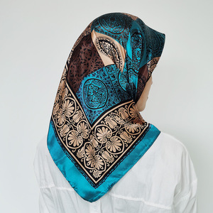 Custom High Quality <strong>Women</strong> Fashion Printed <strong>Silk</strong> Satin Square <strong>Scarf</strong> Shawl Belly Dance <strong>Silk</strong> <strong>Scarf</strong> - Product Image 4