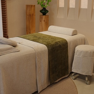 White Solid Color Massage Table <strong>Sheet</strong> Sets Velvet <strong>Bed</strong> <strong>Valance</strong> <strong>Sheet</strong> Table Skirt Set - Product Image 5
