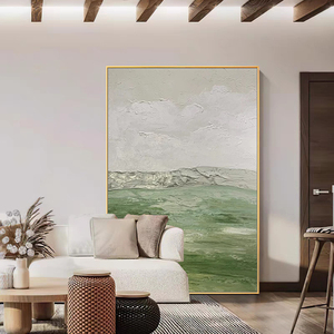 Mintura Wabi-Sabi pintura al óleo verde abstracta lienzo pintado a mano para decoración de boda sala de estar comedor hogar Art <span class=keywords><strong>Deco</strong></span> colgante - Product Image 3