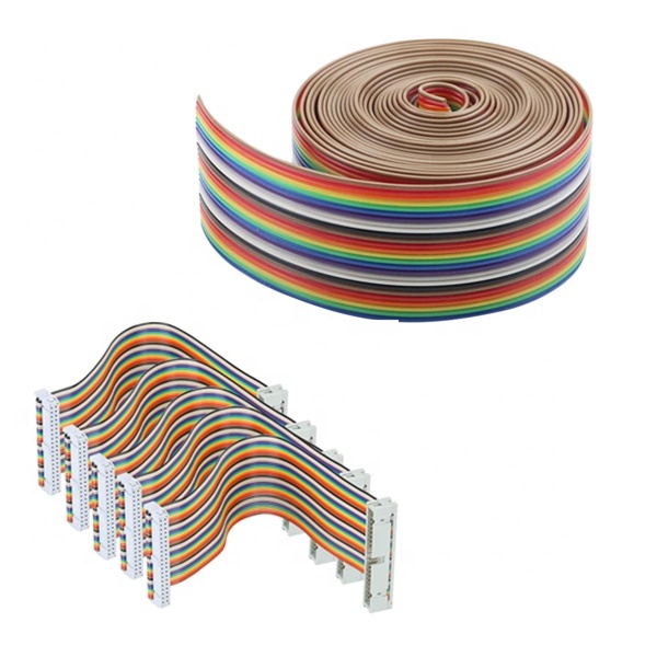 Factory Price 16 Wire IDC Flat Ribbon Cable Roll PVC PE LCD Screen Display Rainbow Ribbon Cable 10/15/19/34/40/34 Pins Heating