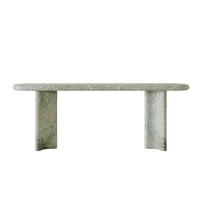 Table console en marbre vert naturel Dream Home, forme ovale élégante, pieds en pierre massif courbés, meuble de luxe pour entrée et couloir