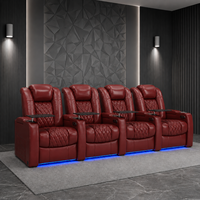 Ensemble de canapés inclinables zéro gravité 4 places en cuir respirant et durable avec mousse à mémoire de forme pour bureau professionnel, appartement, hôtel, salon