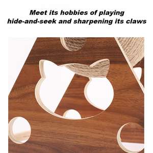 Modern ahşap kedi tırmalama topu tırmanma çerçeve kenevir halat ve ahşap inşaat kapalı kullanım için çizilmeye dayanıklı dayanıklı kedi oyuncak - Product Image 4